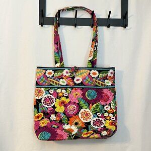 Vera Bradley Medium Tote Bag Handbag Va Va Bloom Pattern Purse 12"W x 12"H